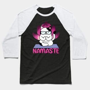 Funny Yoga Cat Namaste Apparel design. Baseball T-Shirt